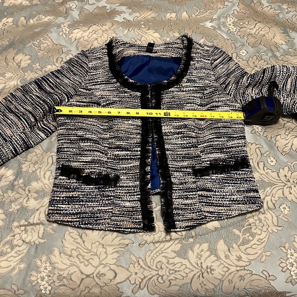 Navy Blue and Cream Tweed Blazer - Picture 3 of 5